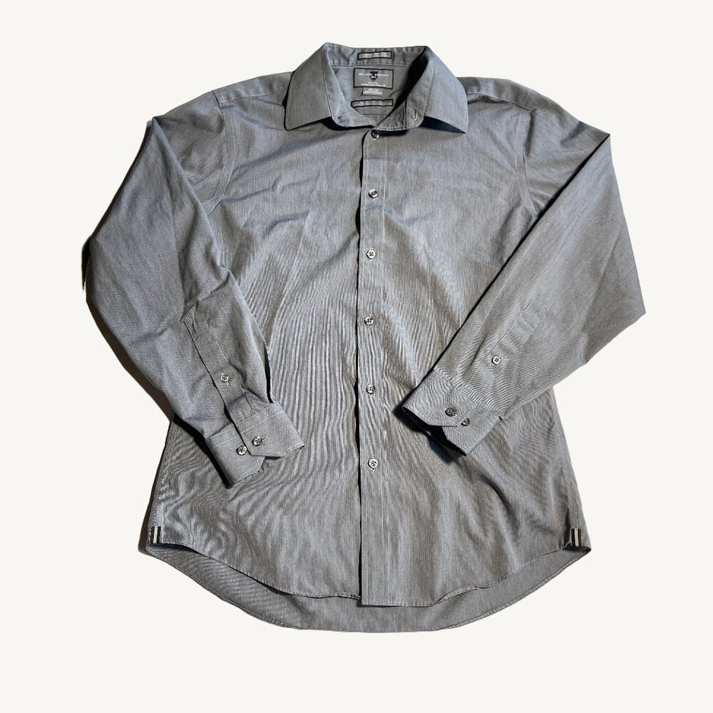 Black Brown 1826 Grey Pinstripe Long Sleeve Button Up Egyptian Cotton